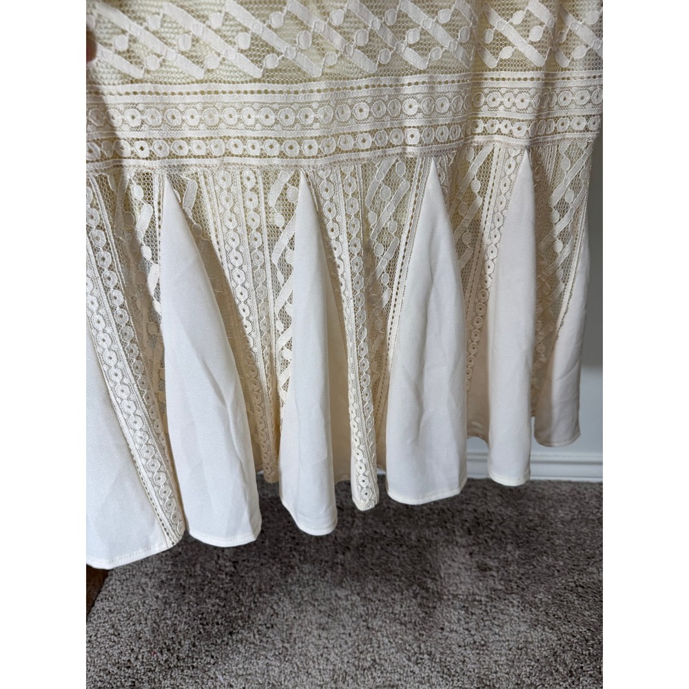 Metisu Lace Long Sleeve Midi Dress Sz L Victorian Regency Sheer Coquette Dainty - Picture 5 of 10